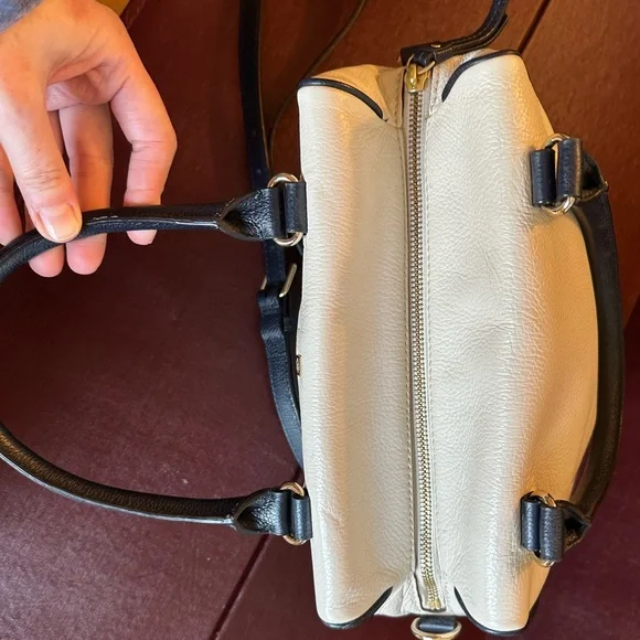 Kate Spade Blue & White Leather Satchel handbag hadlen grant park cement navy - Picture 11 of 16